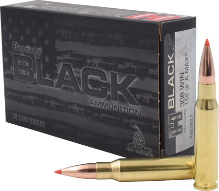[090255809275] Hornady 80927 Black  308Win 155gr Hornady A Max 20 Per Box/10 Case