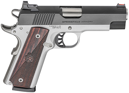 [706397937706] Springfield Armory PX9124L 1911 Ronin EMP 9mm Luger 10+1, 4" Stainless Match Grade Bull Steel Barrel, Blued Serrated Carbon Steel Slide, Satin Cerakote Aluminum Frame w/Beavertail, Textured Wood Grip
