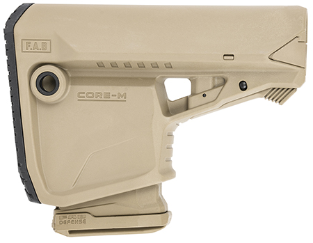 [7290111586545] FAB Defense EXGLCOREMAGT GL-Core Survival Buttstock w/Rubber Butt Pad  &  Built In Mag Carrier for AR-Platform Compatible w/Mil-Spec  &  Commercial Tubes Tan Polymer (Tube NOT Included)