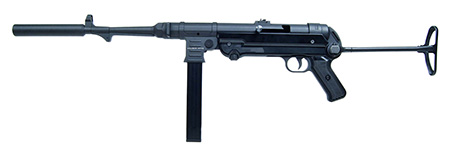 [689585854705] Mauser Rimfire 4400009CA MP-40 Carbine 22 LR 10+1 16.30" Barrel w/Faux Suppressor, Steel Receiver, Black Metal Finish, Adjustable Rear Sight, Underfolding Black Stock