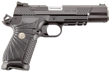 [810025500955] Wilson Combat EDCXLPR9A EDC X9L 9mm Luger 15+1 5" Black DLC Serrated Stainless Steel Slide, Black Aluminum Frame w/Beavertail  &  Picatinny Rail, Black G10 Starburst Grip