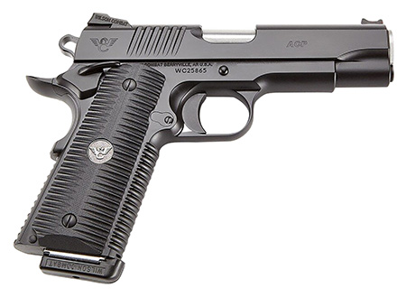 [810025501907] Wilson Combat ACPFS45A ACP Full-Size SAO 45 ACP 5" 8+1 Black Armor-Tuff Carbon Steel Frame/Slide Black G10 Eagle Claw Grips Ambi Thumb Safety