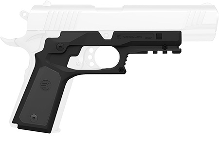 [7290016552997] Recover Tactical CC3P0104 Frame Grip  Black Polymer Frame with Interchangeable Black  &  Gray Panels for Standard Frame 1911