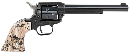 [727962706725] Heritage Mfg RR22B6DMH Rough Rider Dead Man's Hand 22 LR 6 Shot, 6.50" Black Steel Barrel, Black Zinc Alloy Frame, Black Cylinder, Dead Man's Hand Ivory Grip, Hammer/Thumb Safety, Exposed Hammer