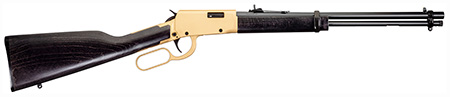 [754908255900] Rossi RL22181WD-GLD2 Rio Bravo  22 LR 15+1 18" Polished Black Barrel, Gold Finish Rec, Black Hardwood Stock