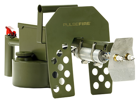[850016429070] Exothermic Technologies PFLRTCA Pulsefire LRT *CA Approved Green Powder Coated Aluminum 10 ft Flame Range 25.70" Long Fuel Gasoline/Gasoline, Diesel Mix Includes Battery/Battery Charger