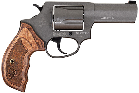[725327935070] Taurus 2-6053CNS 605 Defender Small 357 Mag/38 Special +P 5 Shot 3" Tungsten Gray Cerakote Stainless Steel Barrel, Cylinder  &  Frame, Altamont Wood Grip, Transfer Bar Safety, Exposed Hammer