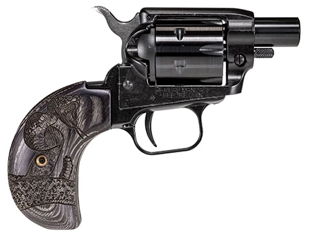 [727962706770] Heritage Mfg BK22B1BHWBRN2 Barkeep Boot 22 LR 6 Shot, 1.68" Black Steel Barrel, Black Oxide Zinc Alloy Frame, Black Cylinder Wood Engraved Birdshead Grip, Hammer/Thumb Safety, Exposed Hammer