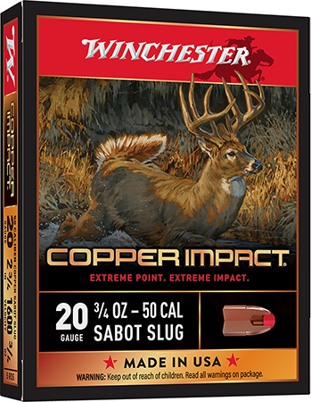 [020892025844] Winchester Ammo X20CLF Copper Impact  20Gauge 2.75" 3/4oz Sabot Slug Shot 5 Per Box/20 Case