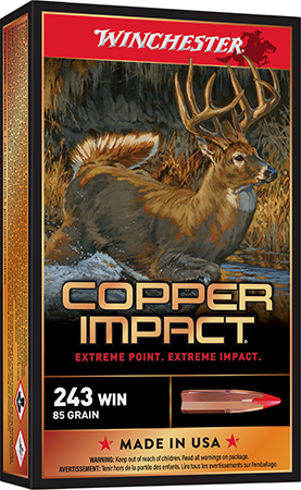 [020892224186] Winchester Ammo X243CLF Copper Impact  243Win 85gr Copper Extreme Point Lead Free 20 Per Box/10 Case