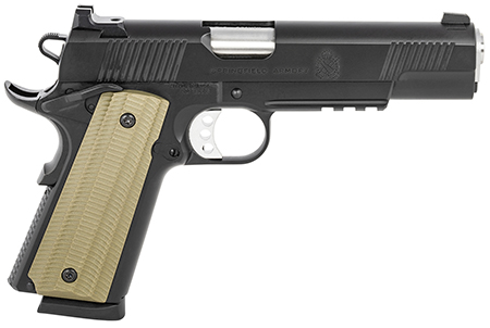 [706397944018] Springfield Armory PO9230 1911 Operator 45 ACP 8+1 5" Barrel, Black Cerakote Carbon Steel Frame w/Beavertail, Integral Picatinny Acc. Rail, Serrated Slide, VZ G10 Grip