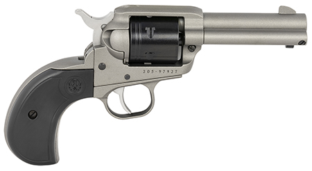 [736676020164] Ruger 2016 Wrangler  22 LR  3.75" Silver Cerakote Barrel  &  Frame, 6 Shot Black Cerakote  Cylinder, Synthetic Grip On A Birdshead Pattern Grip Frame, Transfer Bar Safety