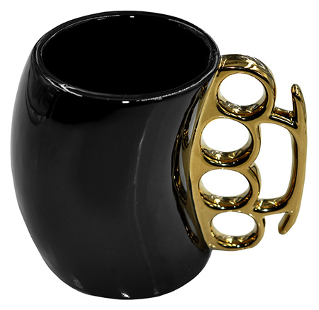 [024718512761] Caliber Gourmet CBGM1026 Caliber Gourmet Brass Knuckle Mug Black  &  Gold Ceramic Brass Knuckles