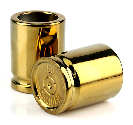 [810112981605] Caliber Gourmet CBGSG1002 Caliber Gourmet Shot Glasses Gold Ceramic 1 Pair