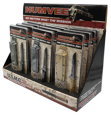 [024718510897] Humvee Adventure Gear HMVDBUSMC Humvee Combat Knife Display 3.5" USMC Combat Knife Display