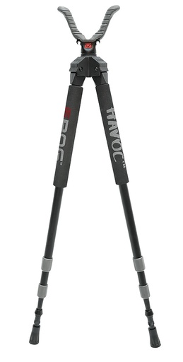[661120418252] Bog-Pod 1100478 Havoc  Bipod, Black Finished Aluminum with Foam Grip, Rubber Feet, 360 Degree Pan  &  21-50" Vertical Adjustment
