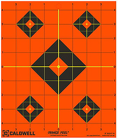[661120652090] Caldwell 1166102 Orange Peel  Self-Adhesive Paper Black/Orange 8" Diamond 5 Pack