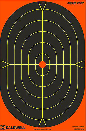 [661120652151] Caldwell 1175517 Orange Peel  Self-Adhesive Paper Black/Orange 12"x18" Oval Silhouette 5 Pack