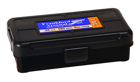 [661120412977] Frankford Arsenal 1083783 Hinge-Top Ammo Box 9mm/25/380ACP Black Polymer 50rd