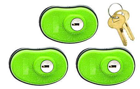 [661120080718] Lockdown 1118825 Keyed Trigger Lock  Open With Key Green Rubber 3 Pack
