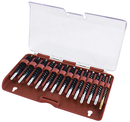 [661120153337] Tipton 615333 Bore Brush Set  .17-.45 Cal Rifle Firearm 8-32/5-40 Thread Stainless Steel Nylon Bristles Bronze Includes Storage Box