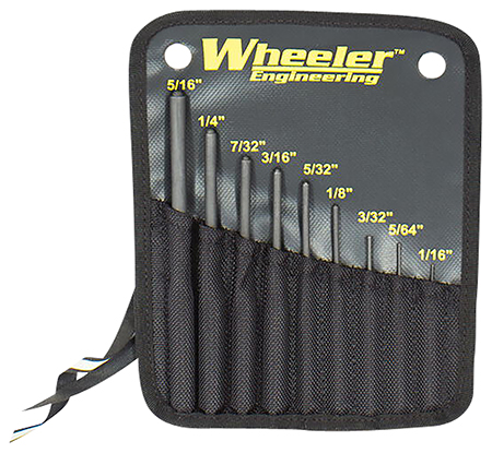 [661120045137] Wheeler 204513 Roll Pin Punch Set  Black Steel Knurled Handle 9 Pieces