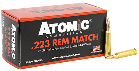 [858767004270] Atomic Ammunition 00427 Rifle Match 223Rem 77gr Hollow Point Boat Tail 50 Per Box/10 Case