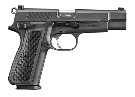 [845737014391] FN 66101115 High Power  9mm Luger 10+1 4.70" Black Target Crown Steel Barrel, Black PVD Serrated Steel Slide  &  Steel Frame w/Beavertail, Black Polymer Grip, Ambidextrous