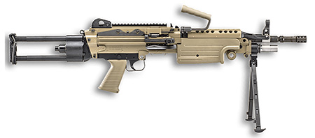[845737015107] FN 46100172 M249S Para 5.56x45mm NATO 16.10" Barrel 30+1 Mag Or 200rd Belt Capacity,  Flat Dark Earth Rotating  &  Telescoping Stock, Hydraulic Recoil Buffer, Non-Slip Buttplate, Optics Ready