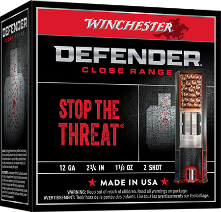 [020892230972] Winchester Ammo S122PD25 Defender  12Gauge 2.75" 1 1/8oz 2Shot 25 Bx/10 Case