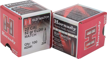 [090255224917] Hornady 22491 ELD Match  22 Cal .224 52 gr Extremely Low Drag Match 100 Per Box/ 40 Case