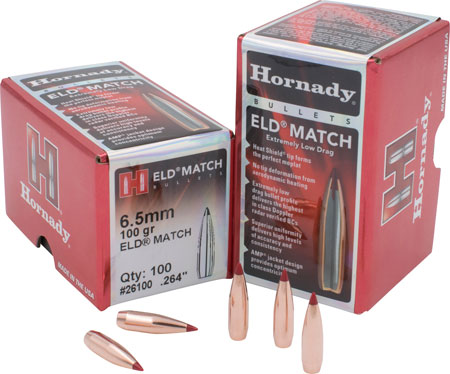 [090255709490] Hornady 26100 ELD Match  6.5mm .264 100 gr Extremely Low Drag Match 100 Per Box/ 25 Case