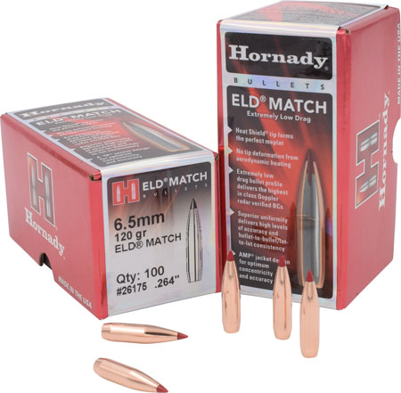 [090255261752] Hornady 26175 ELD Match  6.5mm .264 120 gr Extremely Low Drag Match 100 Per Box/ 25 Case