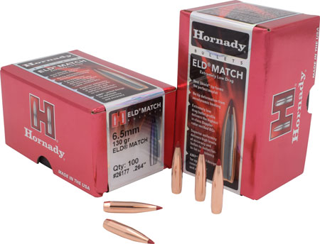 [090255261776] Hornady 26177 ELD Match  6.5mm .264 130 gr Extremely Low Drag Match 100 Per Box/ 15 Case