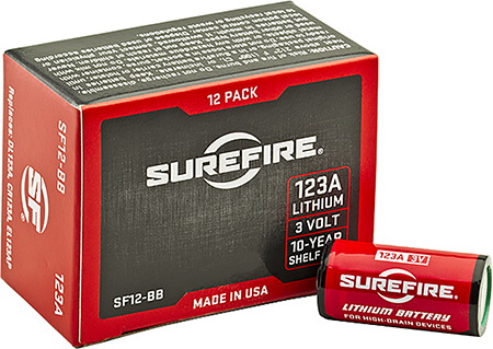 [084871820134] SureFire SF12BB 123A Batteries  Red/Black 3.0 Volts 1,550 mAh (12) Single Package Boxed