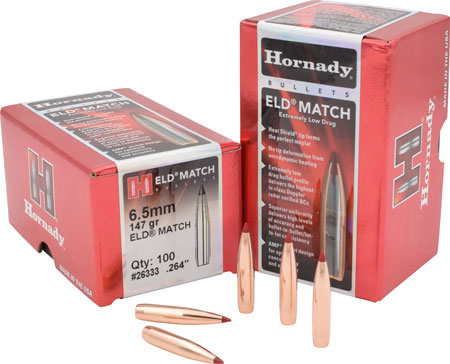 [090255263336] Hornady 26333 ELD Match  6.5mm .264 147 gr Extremely Low Drag Match 100 Per Box/ 15 Case