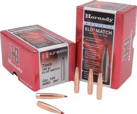 [090255285031] Hornady 28503 ELD Match  7mm .284 180 gr Extremely Low Drag Match 100 Per Box/ 15 Case