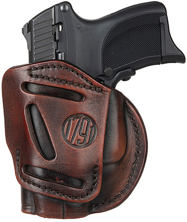 [816161023136] 1791 Gunleather 4WH3VTGR 4-Way  IWB/OWB Size 03 Vintage Leather Belt Clip Compatible w/Glock 26/Ruger LC9/S&W M & P Shield/2.0 9/40 Right Hand