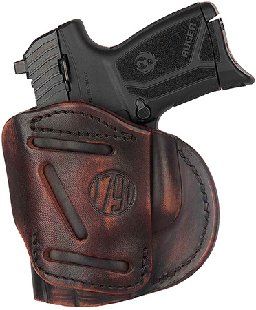 [816161023143] 1791 Gunleather 4WH4VTGR 4-Way  IWB/OWB 04 Vintage Leather Belt Clip Compatible w/Springfield XDS/Springfield XD/Glock 26/S&W M & P Shield Plus