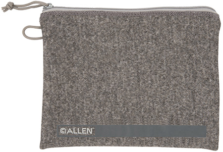 [026509064978] Allen 3627 Pistol Pouch  Gray Polyester w/Lockable Zippers, ID Label  &  Fleece Lining Holds Full Size Handgun 7" L x 9" W Interior Dimensions