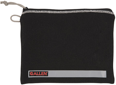 [026509064985] Allen 3628 Pistol Pouch  Black Polyester w/Lockable Zippers, ID Label  &  Fleece Lining Holds Full Size Handgun 7" L x 9" W Interior Dimensions