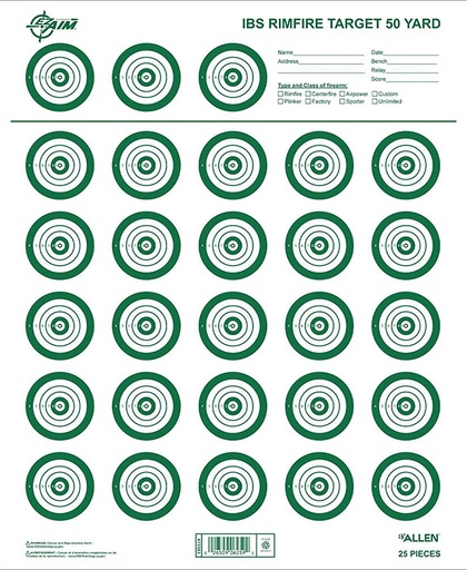 [026509062592] EZ-Aim 15582 Official IBS  Rimfire Target  Non-Adhesive White/Green 25 Pack