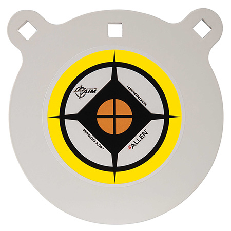 [026509064398] EZ-Aim 15598 Hardrock  8" Black/White/Yellow AR500 Steel Gong, 0.50" Thick, Hanging