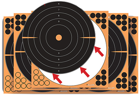 [026509062196] EZ-Aim 1531710 Splash Reactive  Self-Adhesive Paper Black/Orange  12"x12" Bullseye 10 Pack
