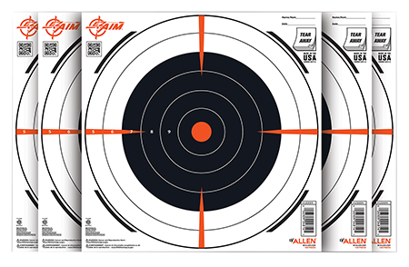 [026509062028] EZ-Aim 15334100 Shooting Target  Bullseye Paper Hanging 12" x 12" Black/White 100 Per Pack