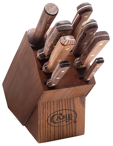[021205102498] Case 10249 Household Cutlery Set Plain/Serrated Satin Tru-Sharp SS Blade Walnut Handle 9 Piece