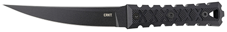 [794023292701] CRKT 2927 HZ6  6.50" Fixed Plain Black Matte Baked-On Anti Rust SK-5 Steel Blade/Black w/Carved X's G10 Handle Includes Sheath