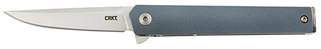 [794023709506] CRKT 7095 CEO  Compact 2.61" Folding Plain Satin 4116 SS Blade, Blue GRN Handle, Includes Pocket Clip