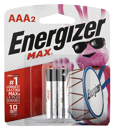 [039800014009] Energizer E92BP2 AAA Max Black/Silver 1.5V Alkaline Qty (2) Single Pack