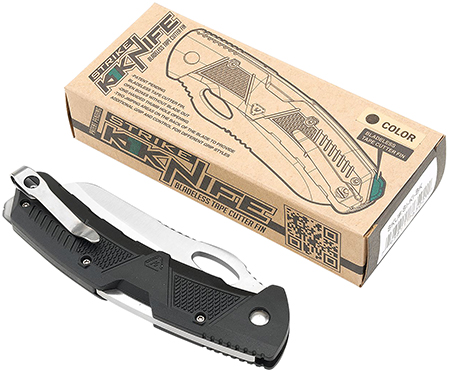 [793811765021] Strike Industries K1BK K1  3.51" Folding Plain AUS-8A SS Blade Black Textured Polymer Handle Includes Pocket Clip